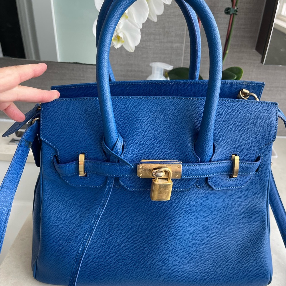 Wirkin  Blue Leather Birkin Bag by Maracolo Purchased in Italy